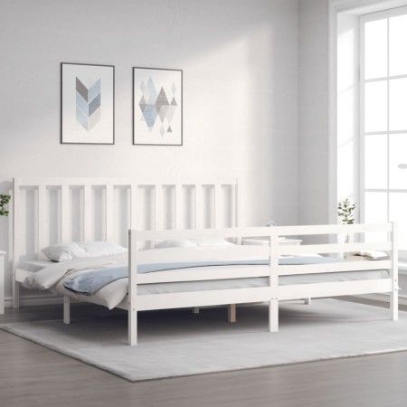 Estructura de cama con cabecero madera maciza blanco 200x200 cm de vidaXL, Camas y somieres - Ref: Foro24-3193812, Precio: 15...