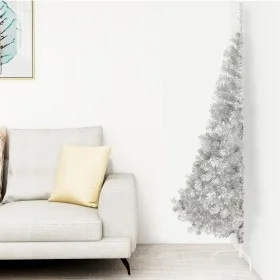 Medio árbol de Navidad artificial y soporte PVC plateado 240 cm de vidaXL, Arboles de navidad - Ref: Foro24-344699, Precio: 6...