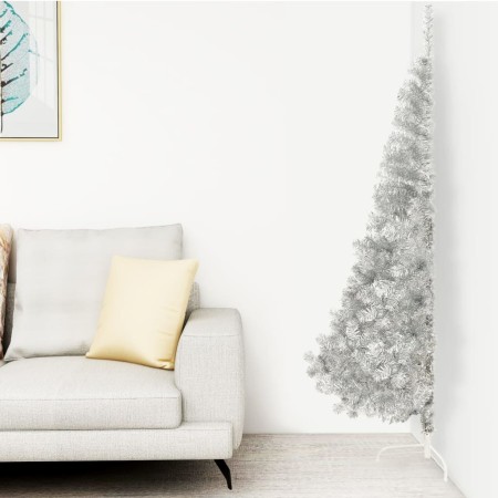 Medio árbol de Navidad artificial y soporte PVC plateado 240 cm de vidaXL, Arboles de navidad - Ref: Foro24-344699, Precio: 6...