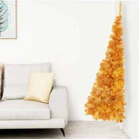 Medio árbol de Navidad artificial con soporte PVC dorado 210 cm de vidaXL, Arboles de navidad - Ref: Foro24-344693, Precio: 2...