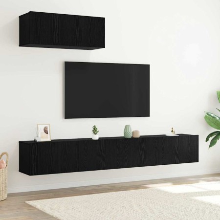 Conjunto de mueble de TV 3 pcs Roble Negro Madera de ingeniería en Muebles TV | Comprar online en Foru.es