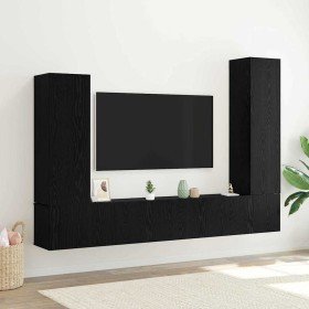 Conjunto de mueble de TV 4 pcs Roble Negro Madera de ingeniería en Muebles TV | Comprar online en Foru.es