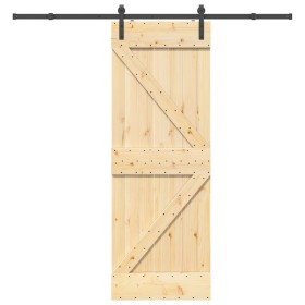 Puerta corredera con herrajes madera maciza de pino 70x210 cm en Puertas | Comprar online en Foru.es