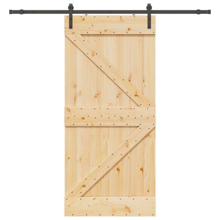 Puerta corredera con herrajes madera maciza de pino 80x210 cm en Puertas | Comprar online en Foru.es