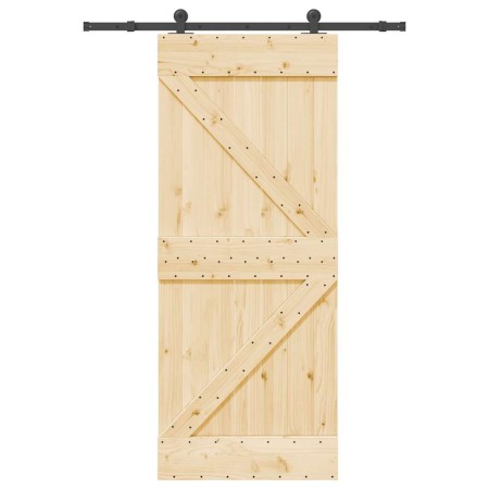 Puerta corredera con herrajes madera maciza de pino 85x210 cm en Puertas | Comprar online en Foru.es