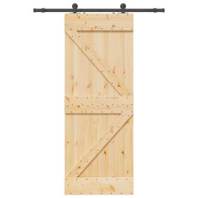 Puerta corredera con herrajes madera maciza de pino 80x210 cm en Puertas | Comprar online en Foru.es
