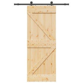 Puerta corredera con herrajes madera maciza de pino 80x210 cm en Puertas | Comprar online en Foru.es