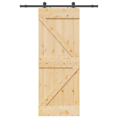 Puerta corredera con herrajes madera maciza de pino 80x210 cm en Puertas | Comprar online en Foru.es