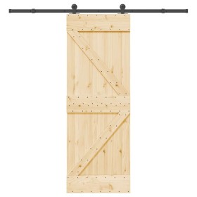 Puerta corredera con herrajes madera maciza de pino 70x210 cm en Puertas | Comprar online en Foru.es