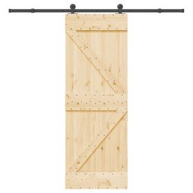 Puerta corredera con herrajes madera maciza de pino 70x210 cm en Puertas | Comprar online en Foru.es