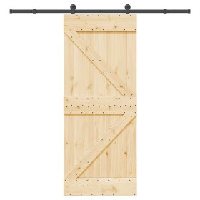 Puerta corredera con herrajes madera maciza de pino 85x210 cm en Puertas | Comprar online en Foru.es