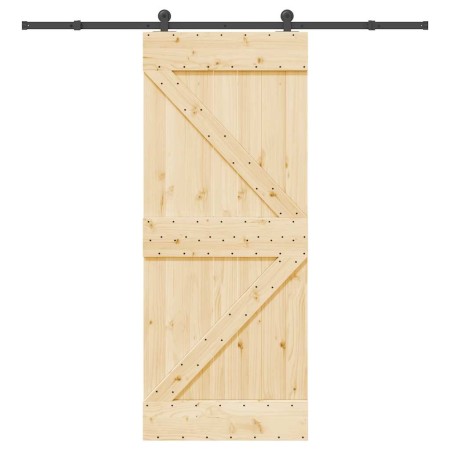 Puerta corredera con herrajes madera maciza de pino 85x210 cm en Puertas | Comprar online en Foru.es