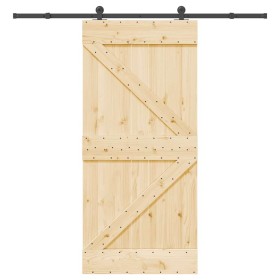 Puerta corredera con herrajes madera maciza de pino 95x210 cm en Puertas | Comprar online en Foru.es
