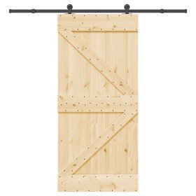 Puerta corredera con herrajes madera maciza de pino 95x210 cm en Puertas | Comprar online en Foru.es