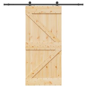 Puerta corredera con herrajes madera maciza de pino 80x210 cm en Puertas | Comprar online en Foru.es