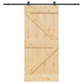 Puerta corredera con herrajes madera maciza de pino 90x210 cm en Puertas | Comprar online en Foru.es
