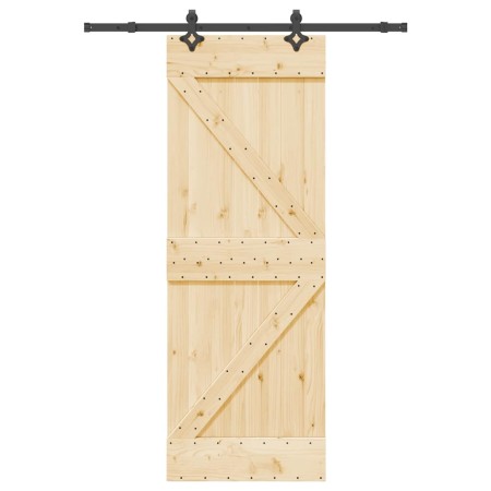 Puerta corredera con herrajes madera maciza de pino 70x210 cm en Puertas | Comprar online en Foru.es