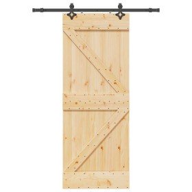 Puerta corredera con herrajes madera maciza de pino 80x210 cm en Puertas | Comprar online en Foru.es
