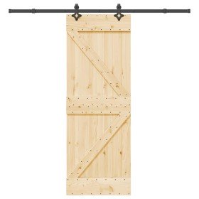 Puerta corredera con herrajes madera maciza de pino 70x210 cm en Puertas | Comprar online en Foru.es