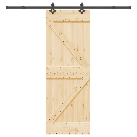 Puerta corredera con herrajes madera maciza de pino 70x210 cm en Puertas | Comprar online en Foru.es