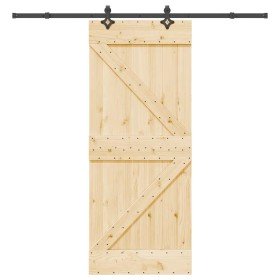 Puerta corredera con herrajes madera maciza de pino 85x210 cm en Puertas | Comprar online en Foru.es