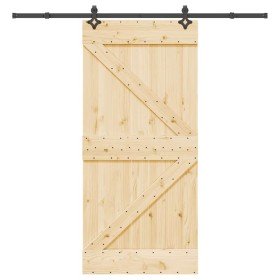 Puerta corredera con herrajes madera maciza de pino 95x210 cm en Puertas | Comprar online en Foru.es