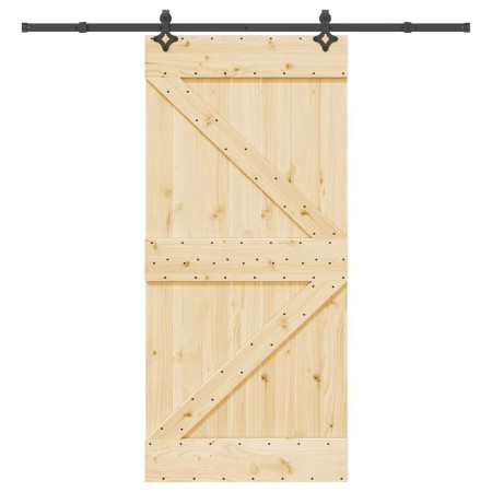Puerta corredera con herrajes madera maciza de pino 95x210 cm en Puertas | Comprar online en Foru.es