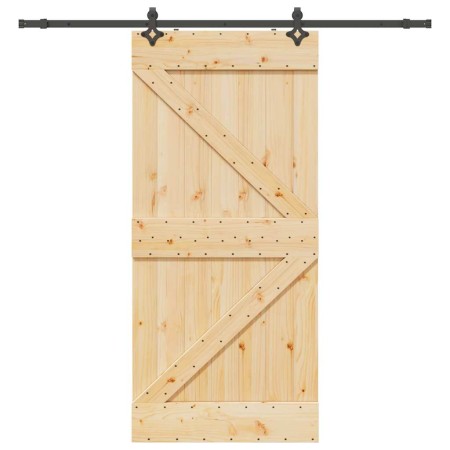 Puerta corredera con herrajes madera maciza de pino 100x210 cm en Puertas | Comprar online en Foru.es