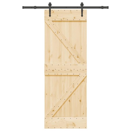 Puerta corredera con herrajes madera maciza de pino 70x210 cm en Puertas | Comprar online en Foru.es
