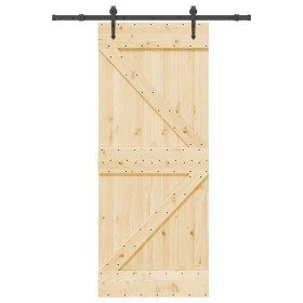 Puerta corredera con herrajes madera maciza de pino 85x210 cm en Puertas | Comprar online en Foru.es