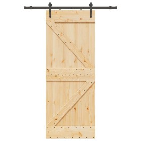 Puerta corredera con herrajes madera maciza de pino 80x210 cm en Puertas | Comprar online en Foru.es