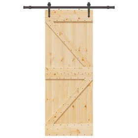 Puerta corredera con herrajes madera maciza de pino 80x210 cm en Puertas | Comprar online en Foru.es
