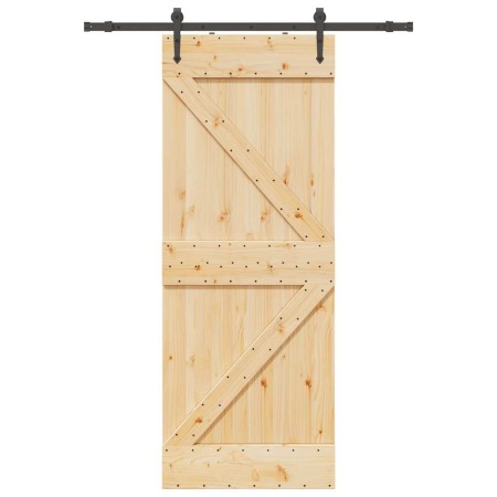 Puerta corredera con herrajes madera maciza de pino 80x210 cm en Puertas | Comprar online en Foru.es