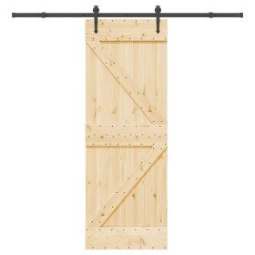 Puerta corredera con herrajes madera maciza de pino 70x210 cm en Puertas | Comprar online en Foru.es