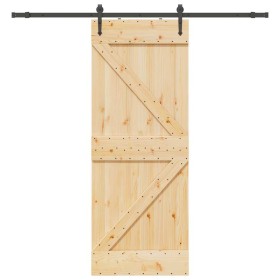 Puerta corredera con herrajes madera maciza de pino 80x210 cm en Puertas | Comprar online en Foru.es