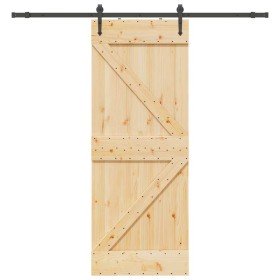 Puerta corredera con herrajes madera maciza de pino 80x210 cm en Puertas | Comprar online en Foru.es