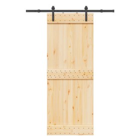 Puerta corredera con herrajes madera maciza de pino 80x210 cm en Puertas | Comprar online en Foru.es