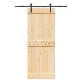 Puerta corredera con herrajes madera maciza de pino 80x210 cm en Puertas | Comprar online en Foru.es