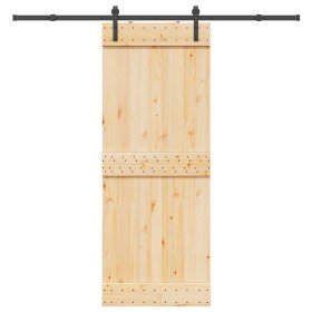 Puerta corredera con herrajes madera maciza de pino 80x210 cm en Puertas | Comprar online en Foru.es