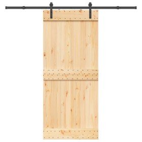 Puerta corredera con herrajes madera maciza de pino 90x210 cm en Puertas | Comprar online en Foru.es