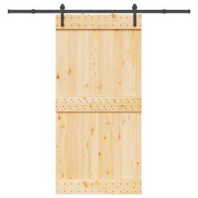 Puerta corredera con herrajes madera maciza de pino 100x210 cm en Puertas | Comprar online en Foru.es
