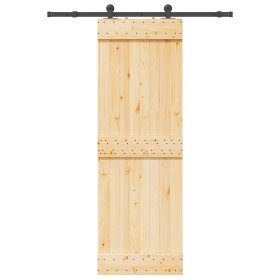 Puerta corredera con herrajes madera maciza de pino 70x210 cm en Puertas | Comprar online en Foru.es