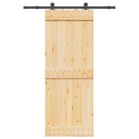 Puerta corredera con herrajes madera maciza de pino 80x210 cm en Puertas | Comprar online en Foru.es