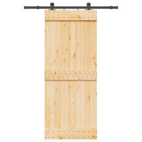 Puerta corredera con herrajes madera maciza de pino 85x210 cm en Puertas | Comprar online en Foru.es