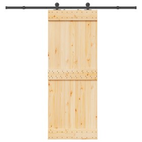 Puerta corredera con herrajes madera maciza de pino 80x210 cm en Puertas | Comprar online en Foru.es