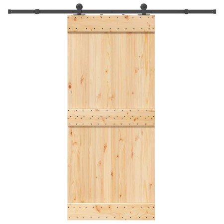 Puerta corredera con herrajes madera maciza de pino 90x210 cm en Puertas | Comprar online en Foru.es