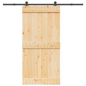 Puerta corredera con herrajes madera maciza de pino 100x210 cm en Puertas | Comprar online en Foru.es