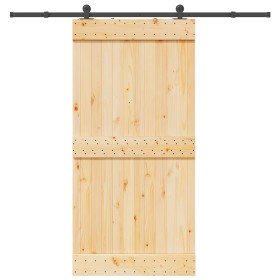 Puerta corredera con herrajes madera maciza de pino 100x210 cm en Puertas | Comprar online en Foru.es