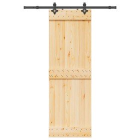 Puerta corredera con herrajes madera maciza de pino 70x210 cm en Puertas | Comprar online en Foru.es