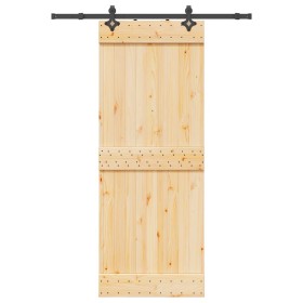 Puerta corredera con herrajes madera maciza de pino 80x210 cm en Puertas | Comprar online en Foru.es